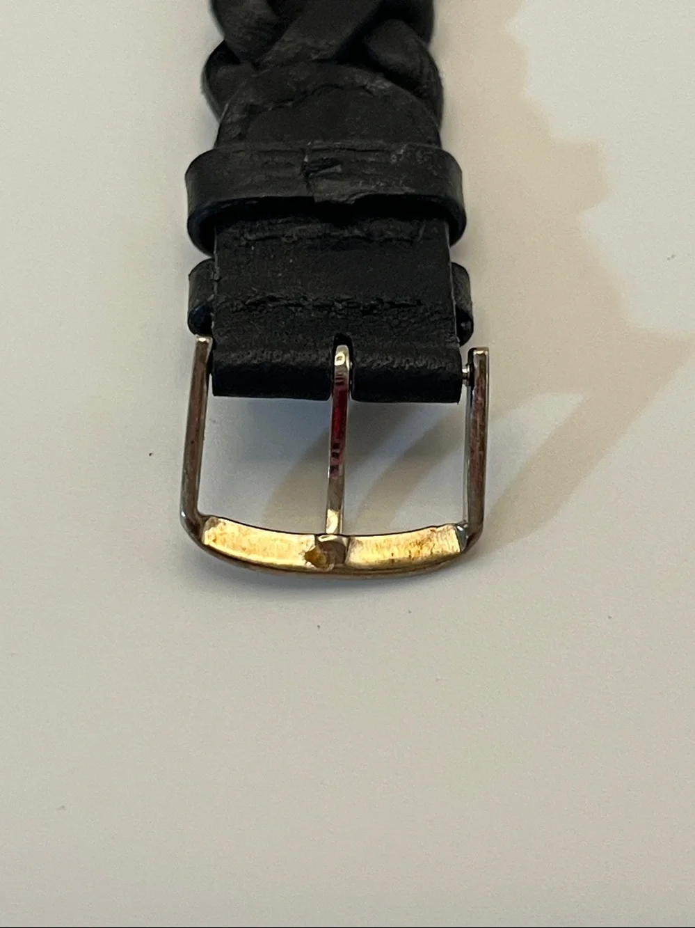 Ferco Indiglo Black Braided Leather Strap Watch with Silver Case and White Dial
